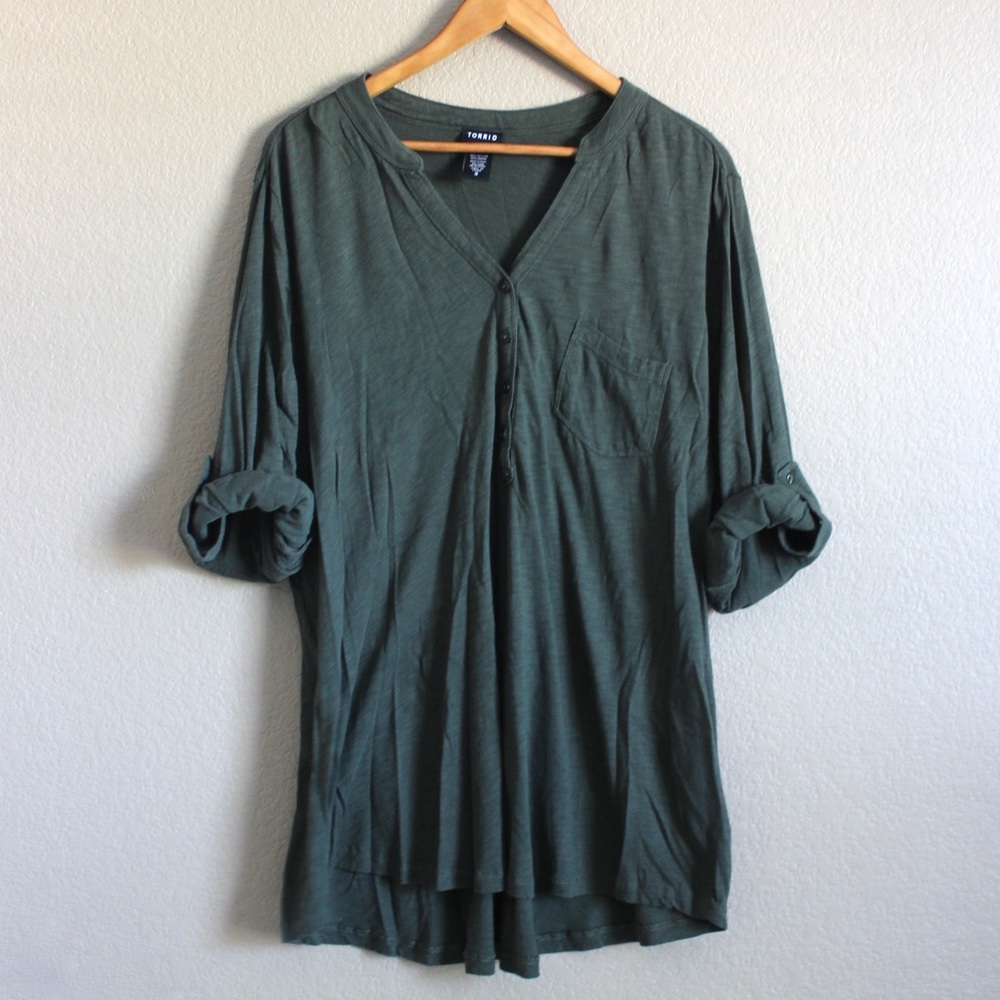 Torrid Olive Green Blouse Size 3